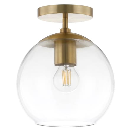 Hudson & Canal Henn w/ Hart  Bartlett Brass Semi Flush Mount Ceiling Light with Clear Glass SF0790